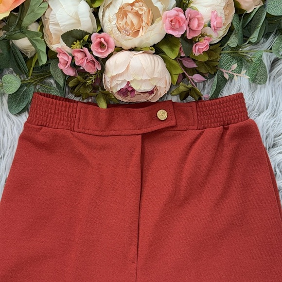 Haberdashery Rust Wide-Leg Elastic Waist Band Knit Pants w/ gold button, 10 - Picture 4 of 11